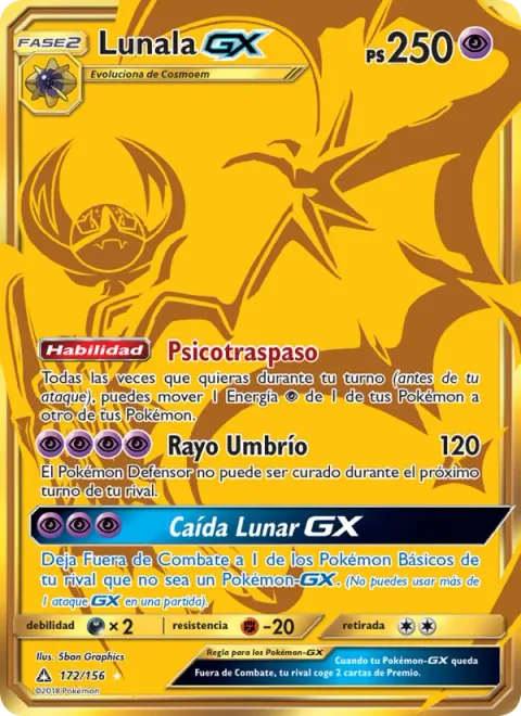 Lunala GX [Psychic Transfer | Moongeist Beam | Lunar Fall GX]