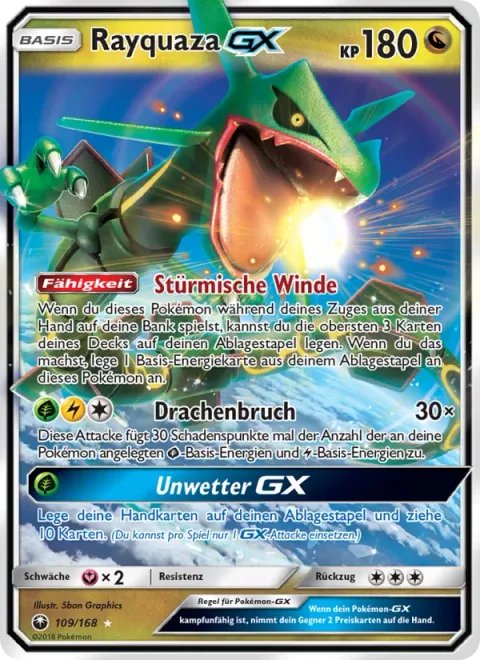 Rayquaza GX [Stormy Winds | Dragon Break | Tempest GX]