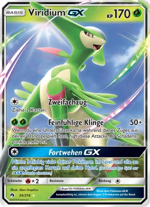 Virizion GX [Double Draw | Sensitive Blade | Breeze Away GX]