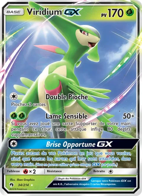 Virizion GX [Double Draw | Sensitive Blade | Breeze Away GX]