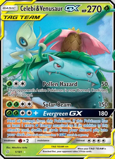 Celebi & Venusaur GX [Pollen Hazard | Solar Beam | Evergreen GX]