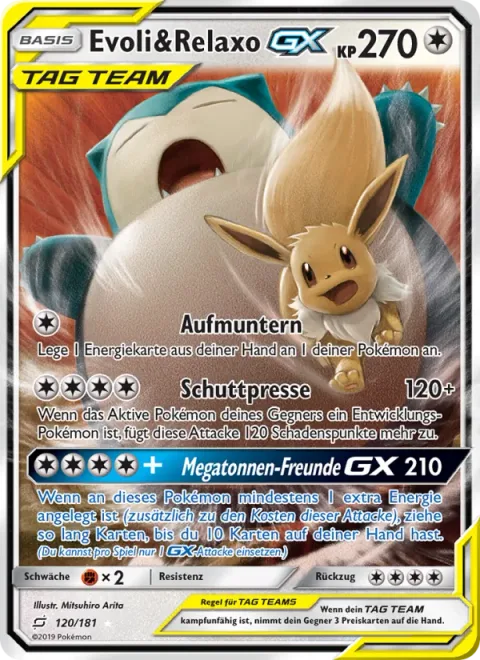Eevee & Snorlax GX [Cheer Up | Dump Truck Press | Megaton Friends GX]