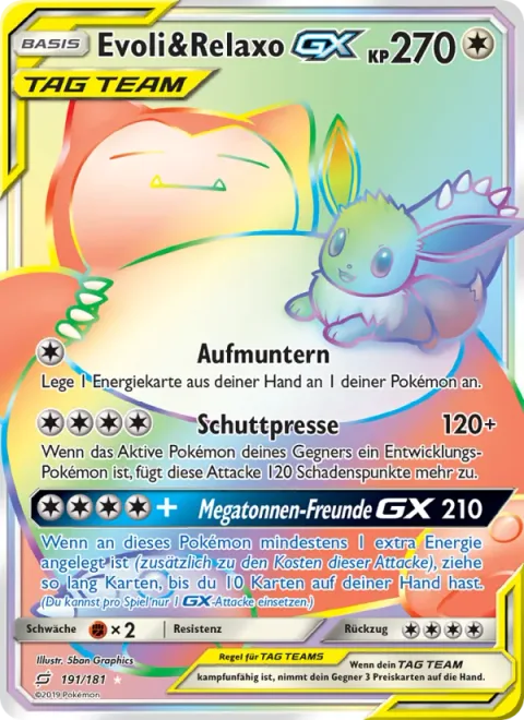 Eevee & Snorlax GX [Cheer Up | Dump Truck Press | Megaton Friends GX]