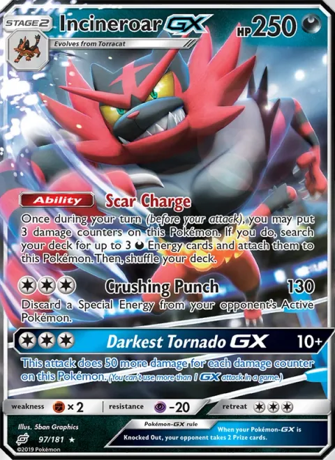 Incineroar GX [Scar Charge | Crushing Punch | Darkest Tornado GX]