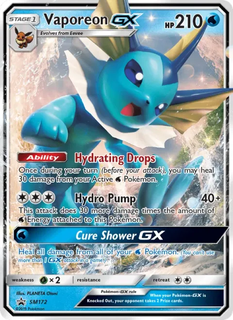 Vaporeon GX [Hydrating Drops | Hydro Pump | Cure Shower GX]