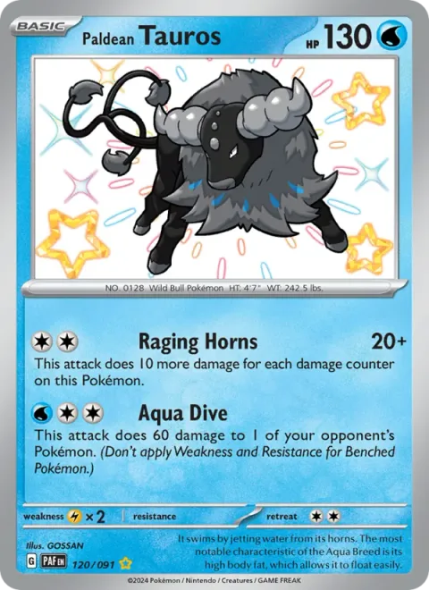 Paldean Tauros [Raging Horns | Aqua Dive]
