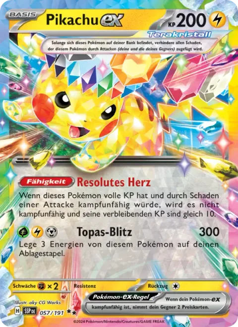 Pikachu ex [Resolute Heart | Topaz Bolt]