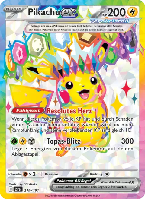 Pikachu ex [Resolute Heart | Topaz Bolt]