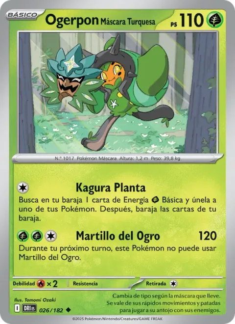 Teal Mask Ogerpon [Grass Kagura | Ogre's Hammer]