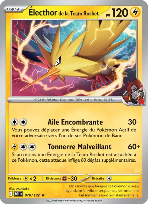 Team Rocket's Zapdos [Jamming Wing | Wicked Thunder]