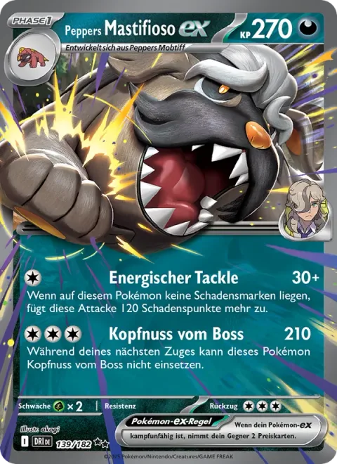 Arven's Mabosstiff ex [Vigorous Tackle | Boss Headbutt]