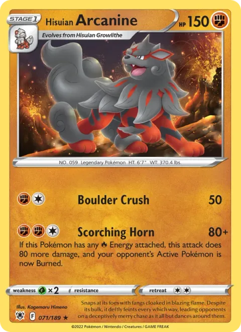 Hisuian Arcanine [Boulder Crush | Scorching Horn]