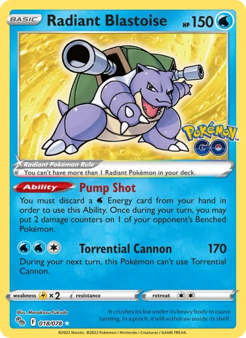 Radiant Blastoise [Pump Shot | Torrential Cannon]