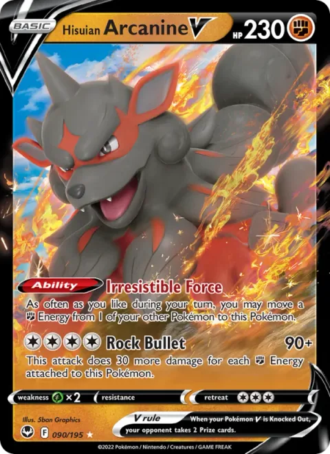 Hisuian Arcanine V [Irresistible Force | Rock Bullet]