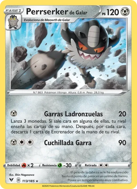 Galarian Perrserker [Stealy Claws | Claw Slash]