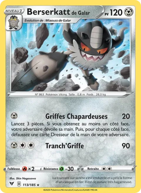 Galarian Perrserker [Stealy Claws | Claw Slash]