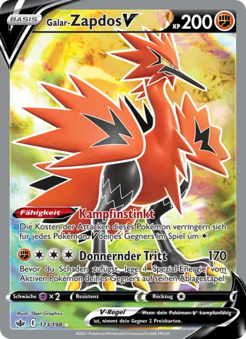Galarian Zapdos V [Fighting Instinct | Thunderous Kick]