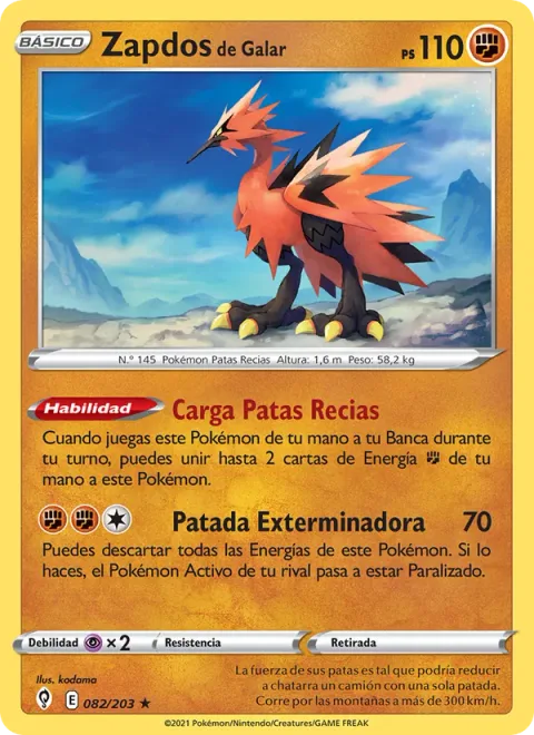 Galarian Zapdos [Strong Legs Charge | Zapper Kick]