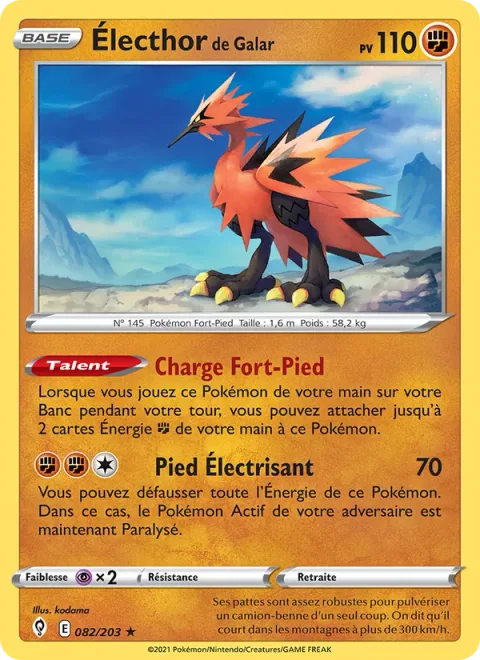 Galarian Zapdos [Strong Legs Charge | Zapper Kick]