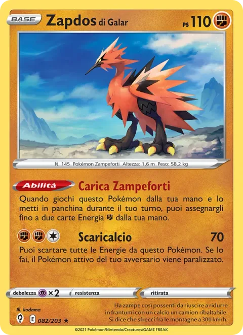Galarian Zapdos [Strong Legs Charge | Zapper Kick]