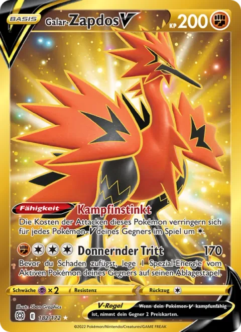 Galarian Zapdos V [Fighting Instinct | Thunderous Kick]